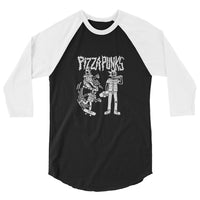 Pizza Punks Skater Black Baseball Tee